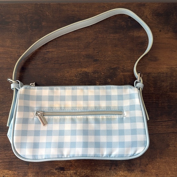 Light Blue Pastel Checkered Gingham Shoulder Bag Purse - Picture 1 of 8